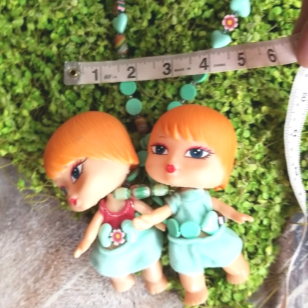 Vtg KEWPIE Dolls Twins  Eclectic Quirky Sic Kitschy Dark Creepy Babies Necklace - Picture 2 of 11